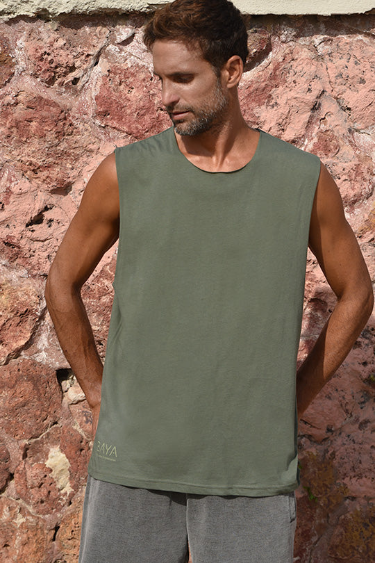 Ανδρικό αμάνικο μπλουζάκι | Χακί
