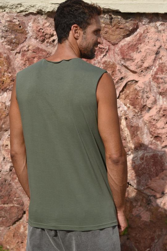 Ανδρικό αμάνικο μπλουζάκι | Χακί