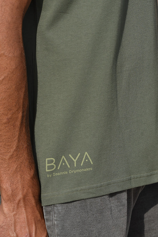 Ανδρικό t-shirt με λεπτομέρεια τσέπη | Xακί