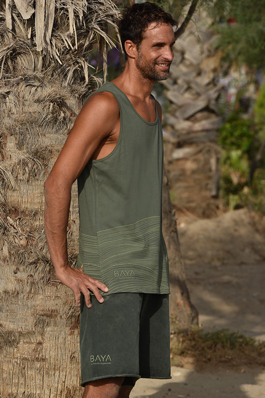 Αμάνικη ανδρική μπλούζα με print | Xακί