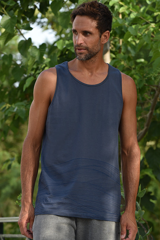 Αμάνικη ανδρική μπλούζα με print | Γκρι