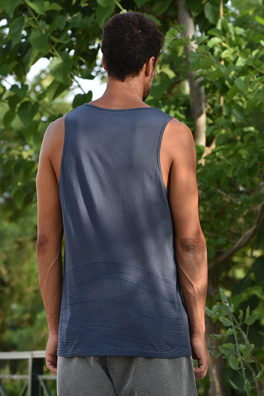 Αμάνικη ανδρική μπλούζα με print | Γκρι