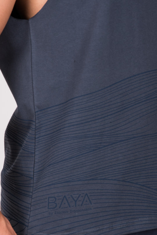 Ανδρικό αμάνικο μπλουζάκι με print | Γκρι