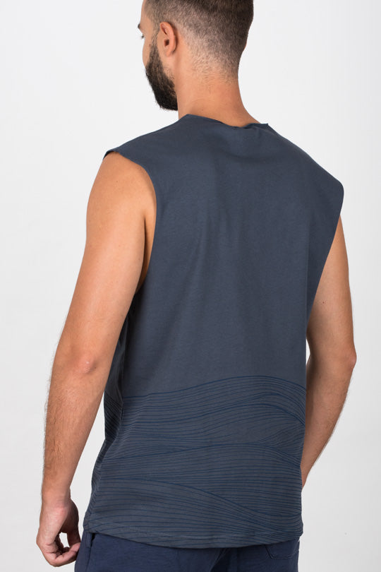 Ανδρικό αμάνικο μπλουζάκι με print | Γκρι