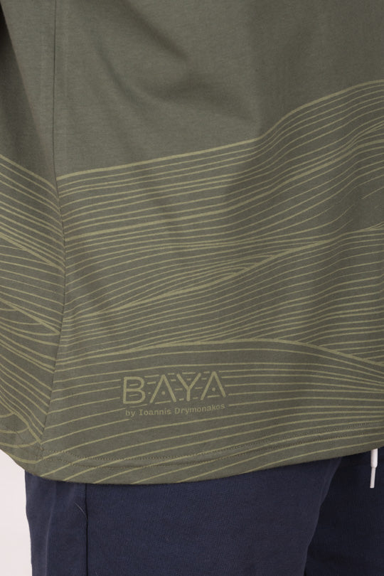 Ανδρικό αμάνικο μπλουζάκι με print | Χακί