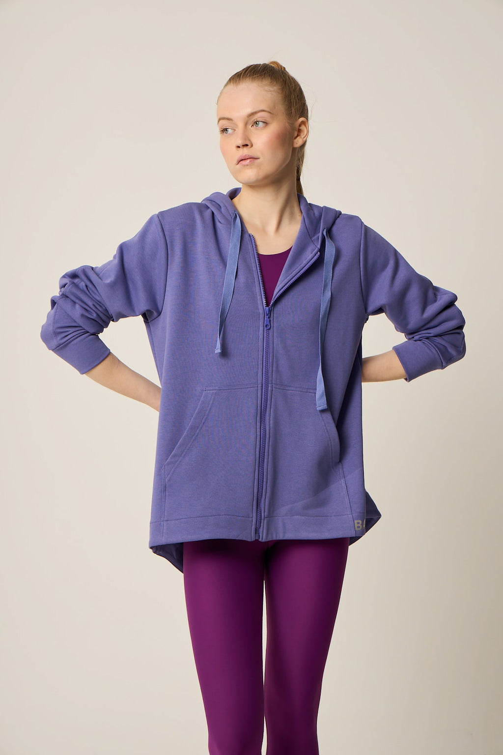 Τζάκετ με φερμουάρ και κουκούλα | Λιλά