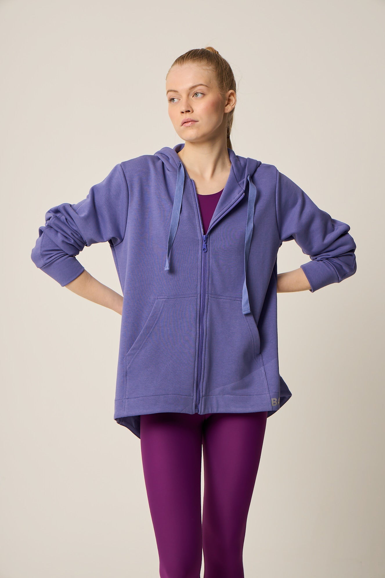Τζάκετ με φερμουάρ και κουκούλα | Λιλά