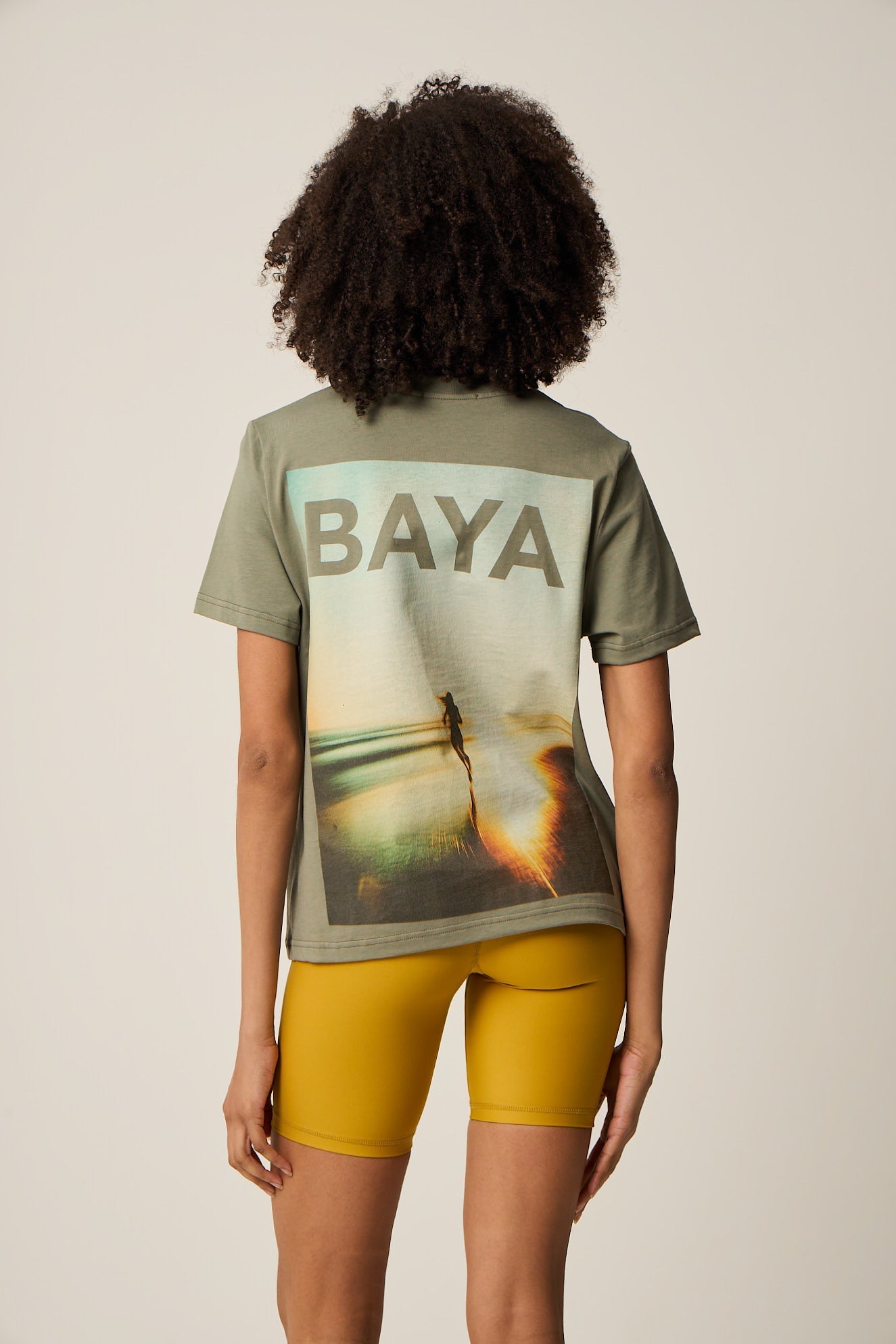 Αθλητικό t-shirt με logo με print "Running Free" | Χακί