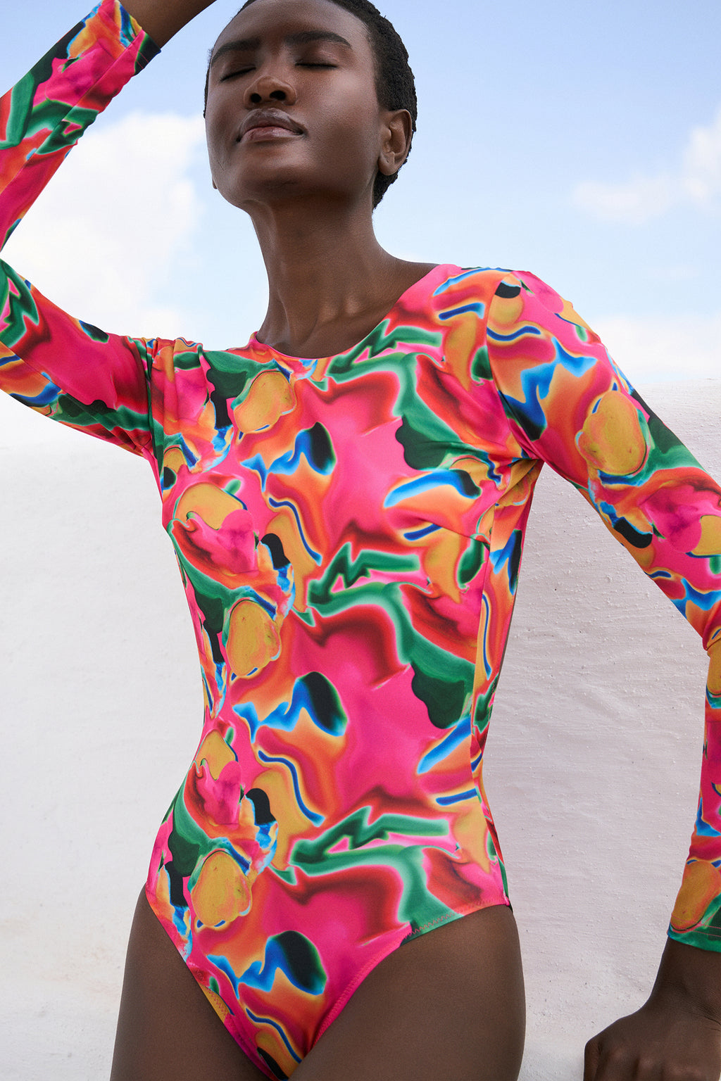 Ολόσωμο μαγιό με ανοιχτή πλάτη multicolour dream print | Πολύχρωμο