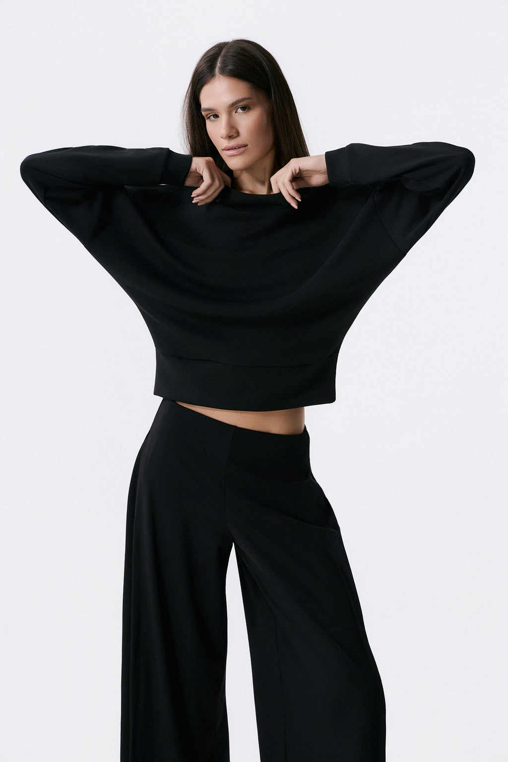 Scuba Cupro Touch draped turtleneck | Μαύρο