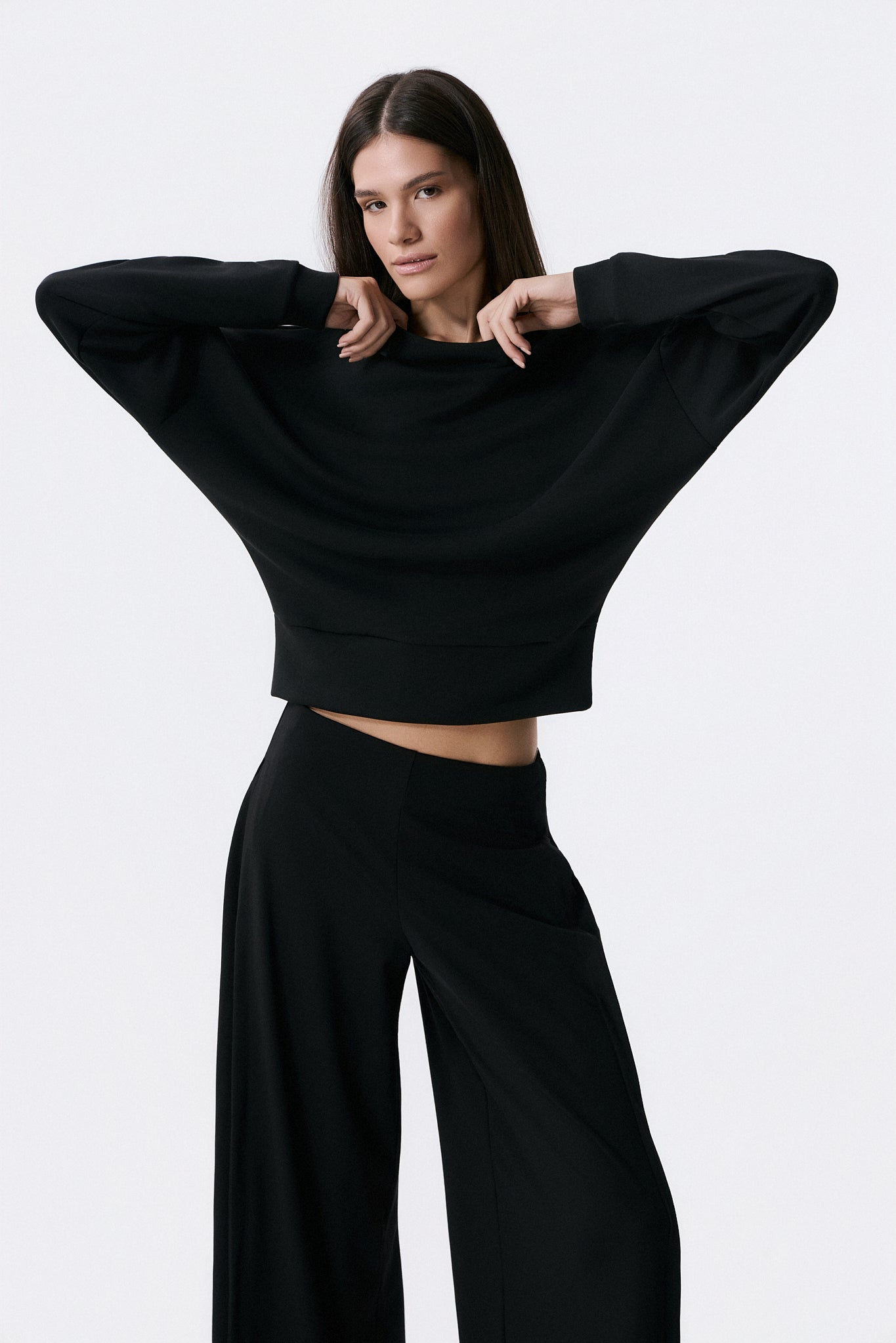 Scuba Cupro Touch draped turtleneck | Μαύρο