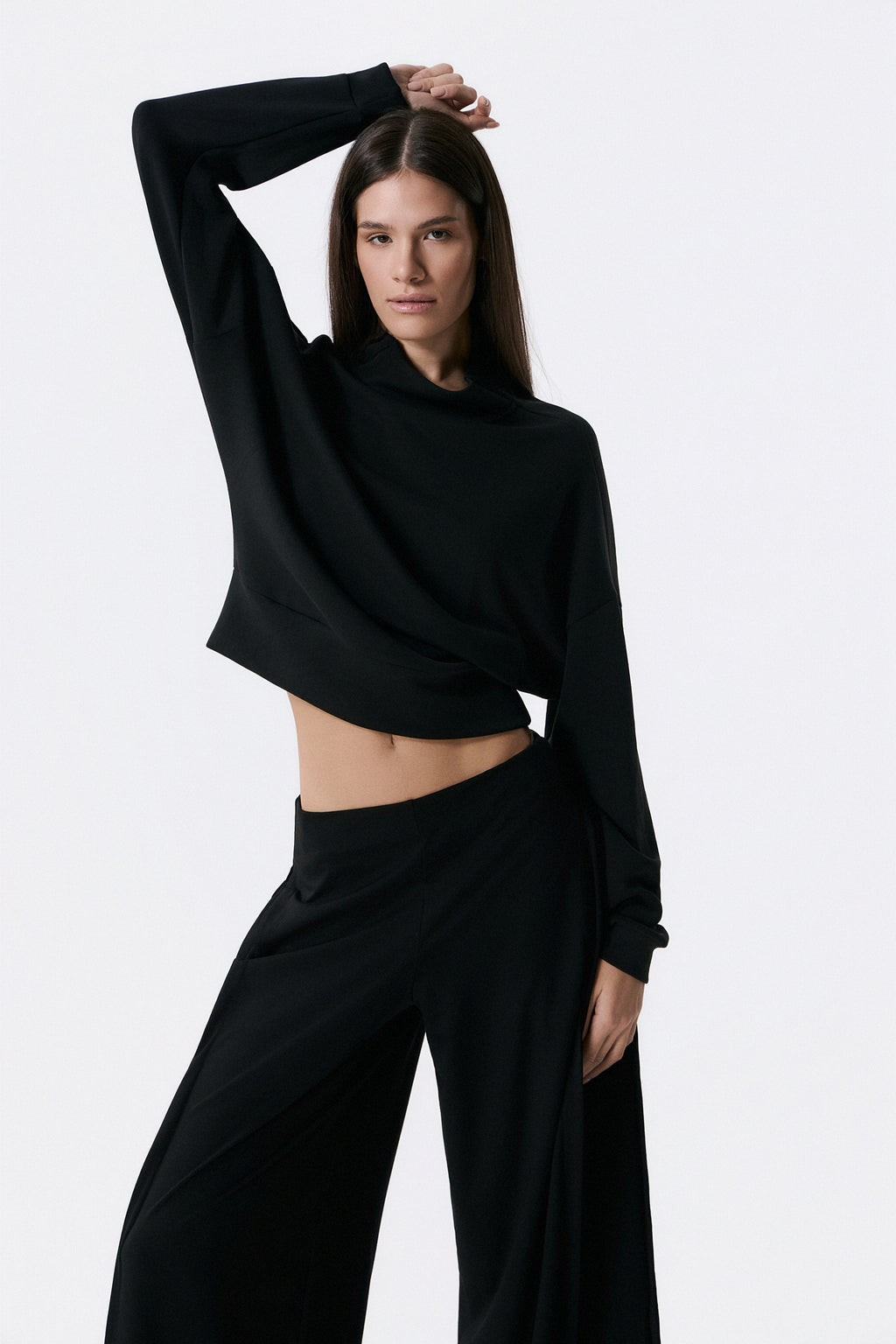 Scuba Cupro Touch draped turtleneck | Μαύρο