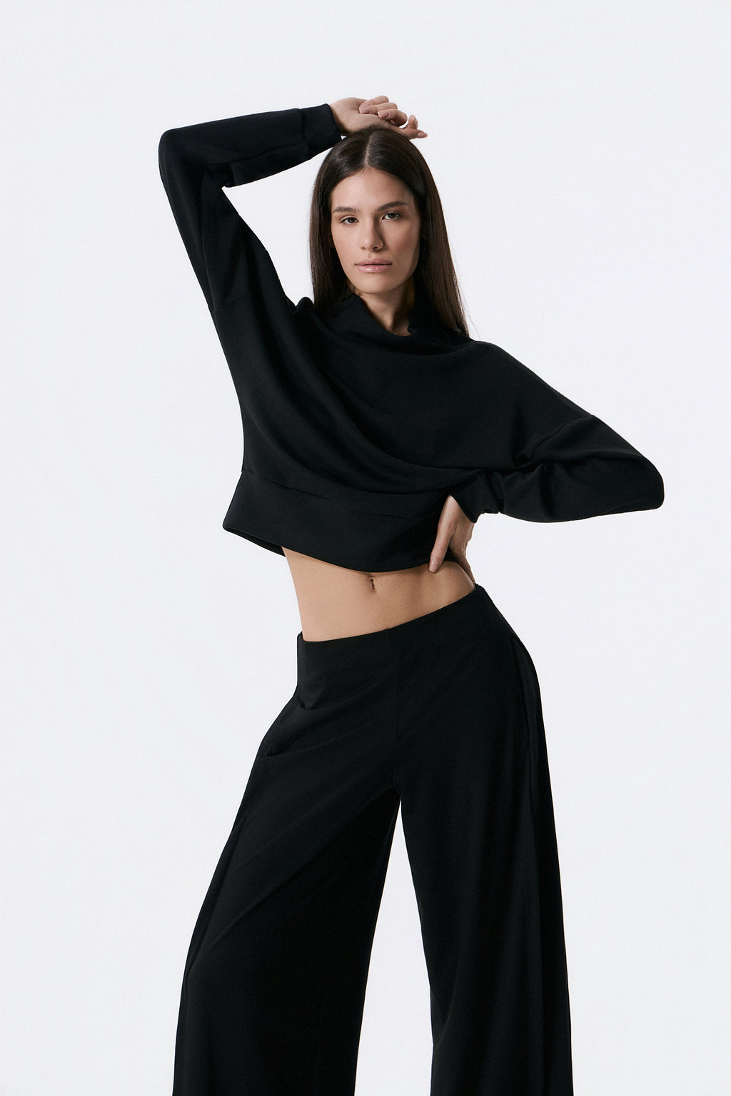Scuba Cupro Touch draped turtleneck | Μαύρο