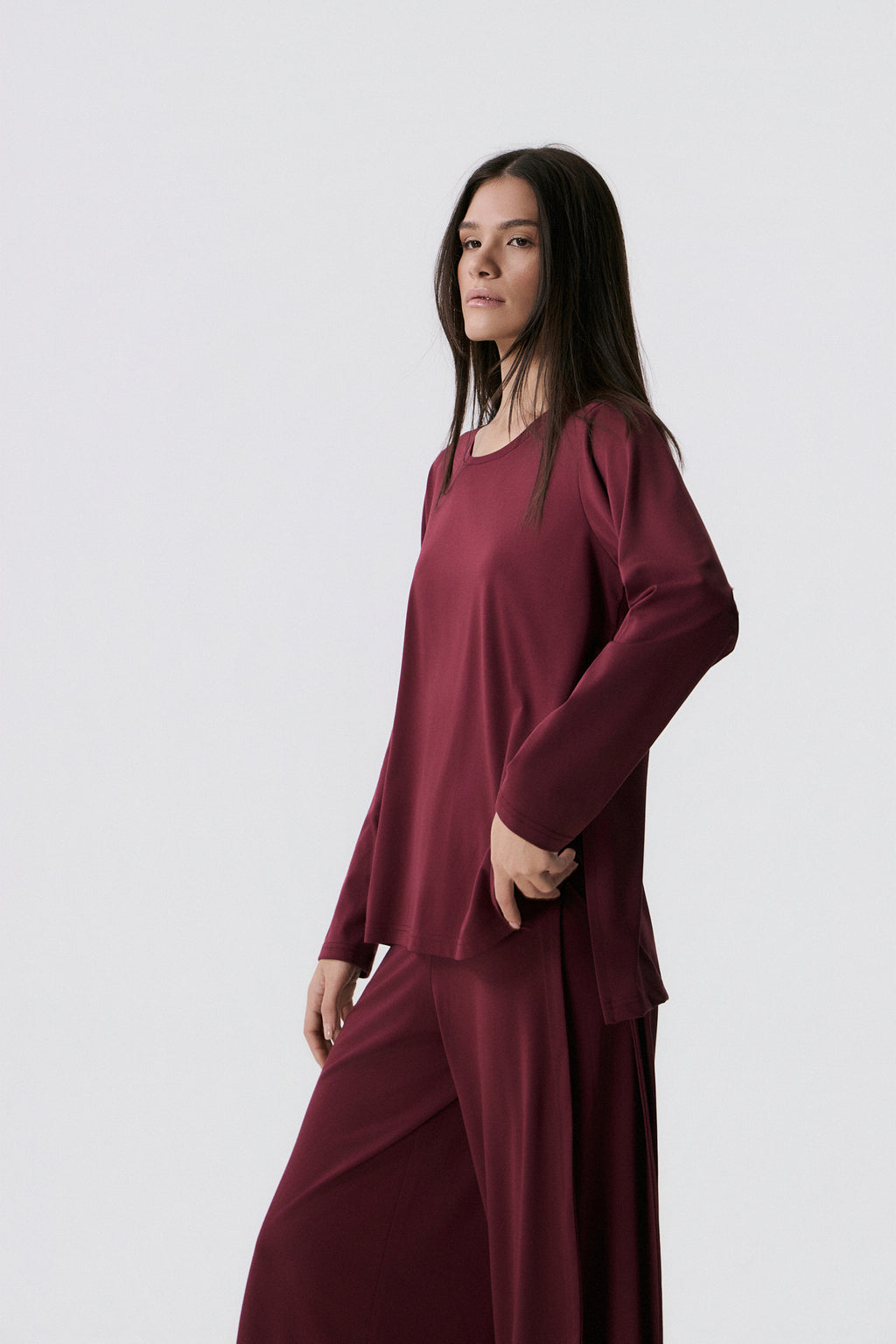 Αθλητικό Μακρυμάνικο Τop | Burgundy