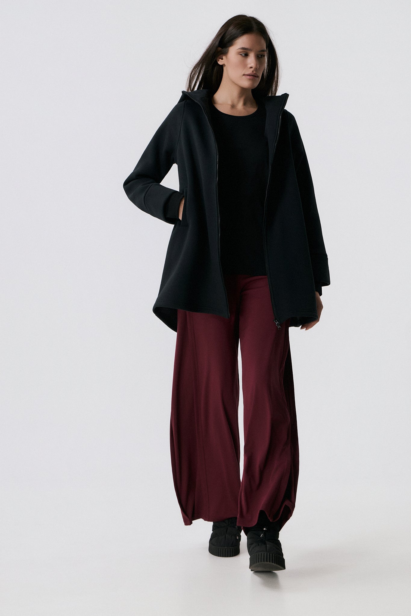 Ζακέτα Fleece με κουκούλα | Μαύρο