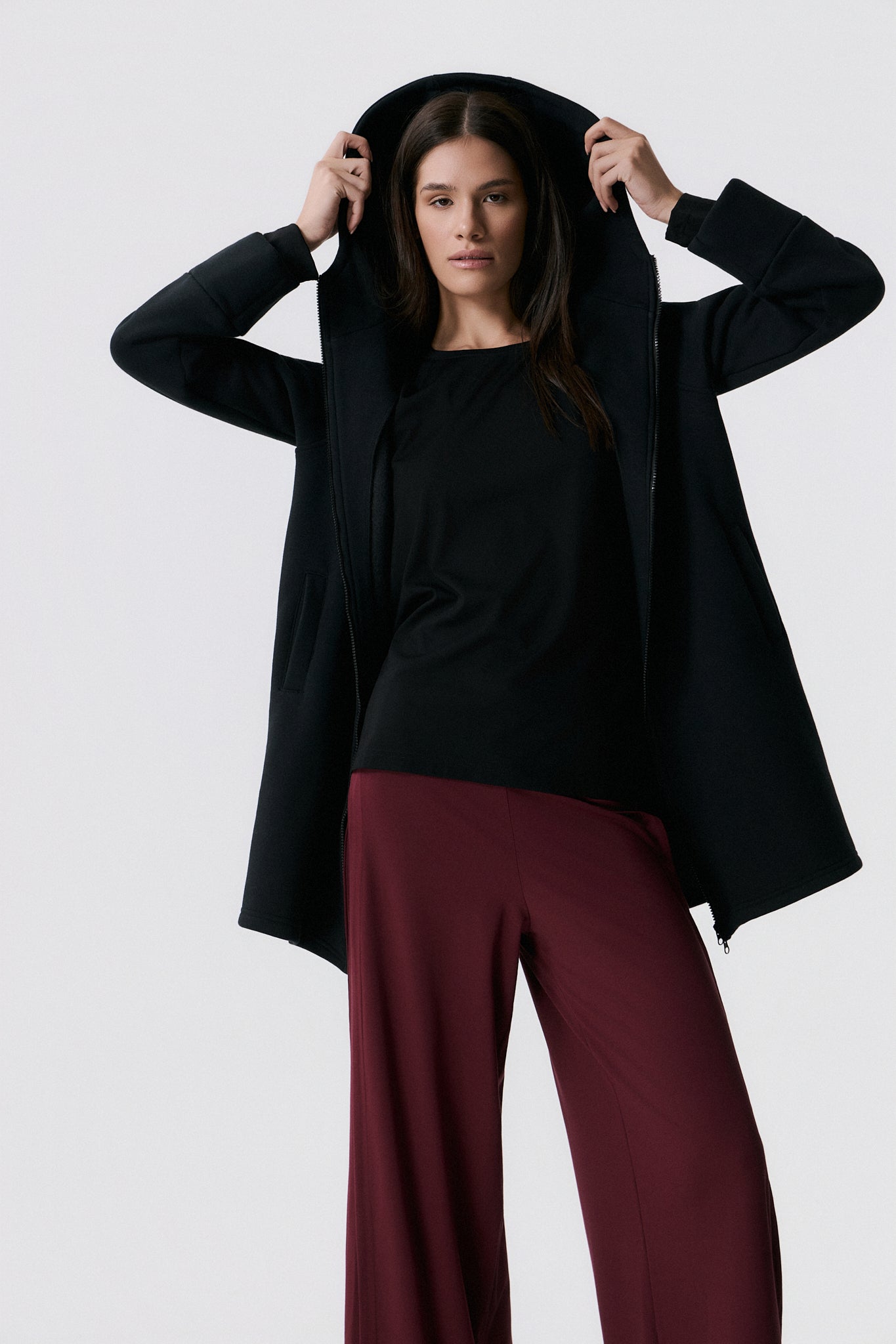 Ζακέτα Fleece με κουκούλα | Μαύρο