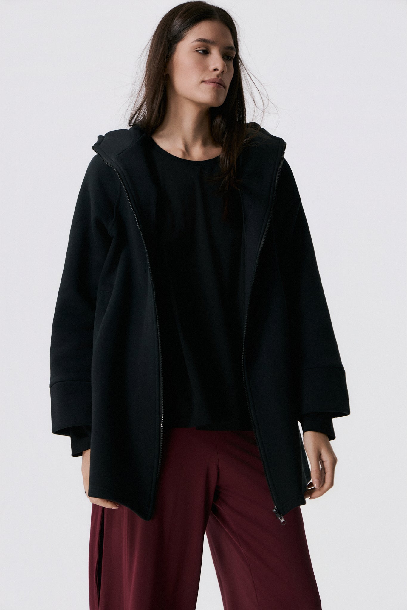 Ζακέτα Fleece με κουκούλα | Μαύρο