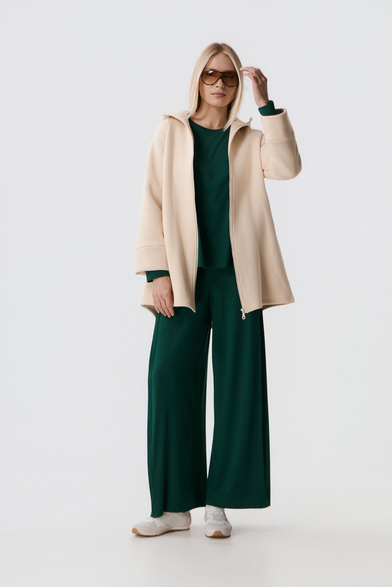 Ζακέτα Fleece με κουκούλα | Light Beige