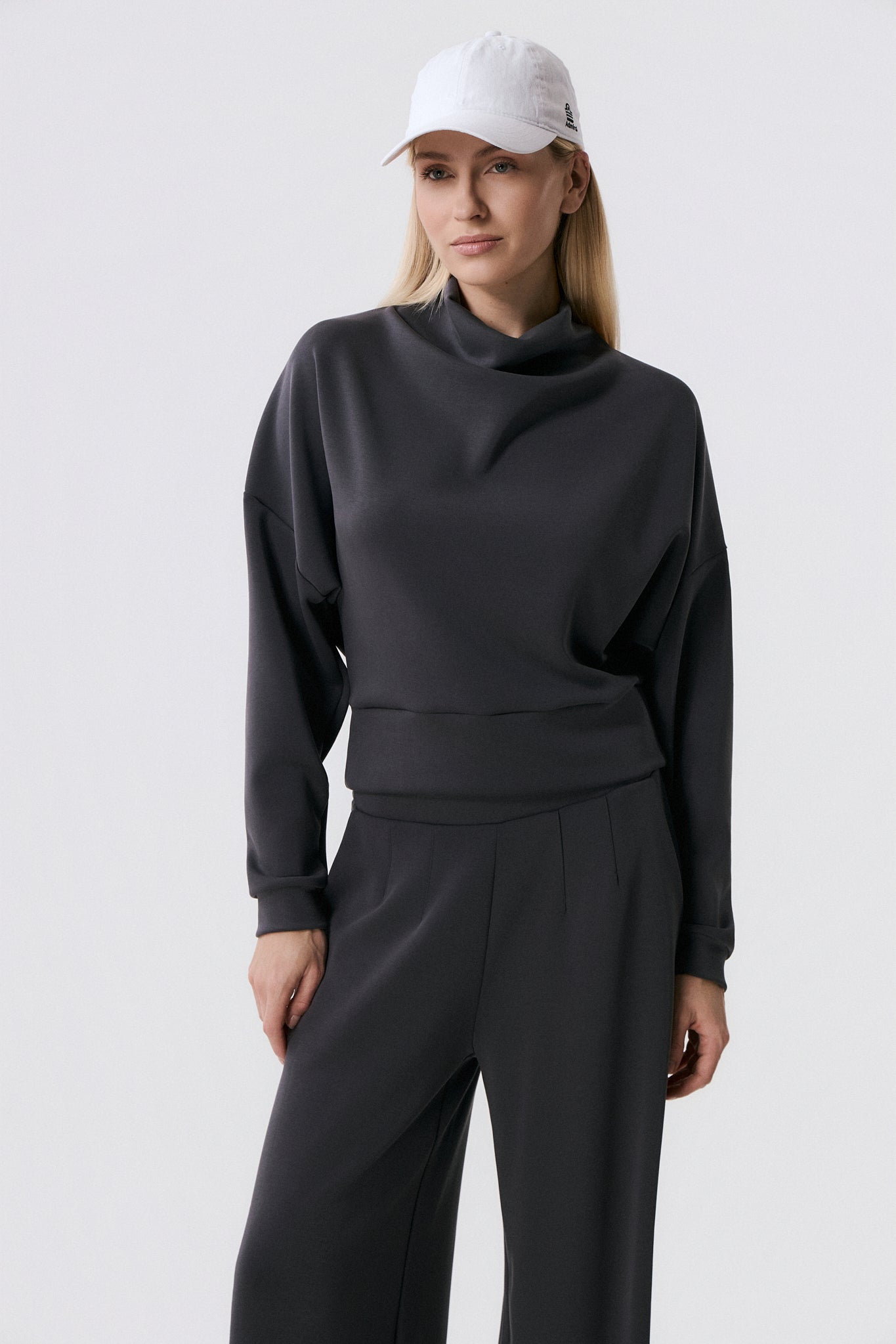 Scuba Cupro Touch draped turtleneck | Γκρι