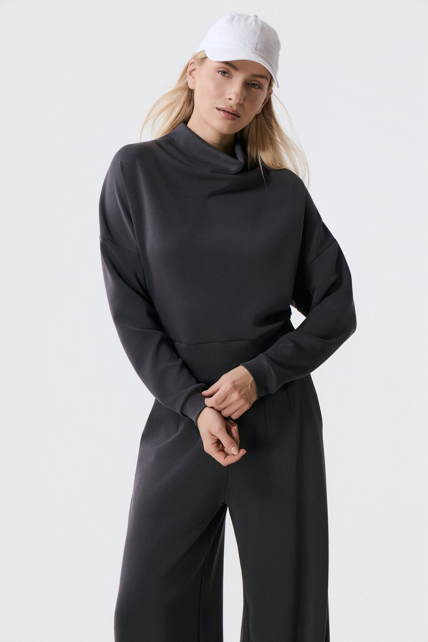 Scuba Cupro Touch draped turtleneck | Γκρι