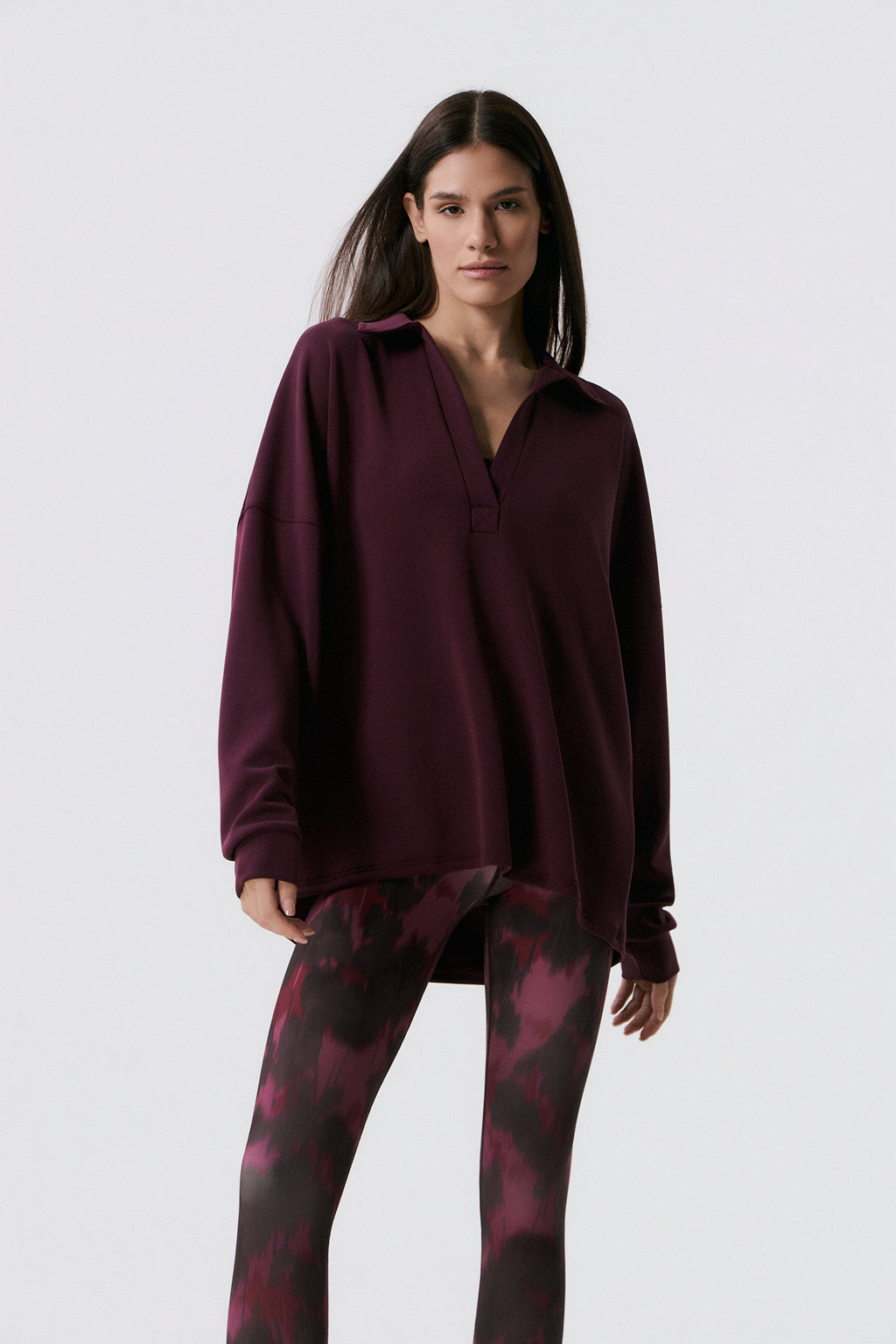 Scuba Cupro Touch polo hoodie | Burgundy