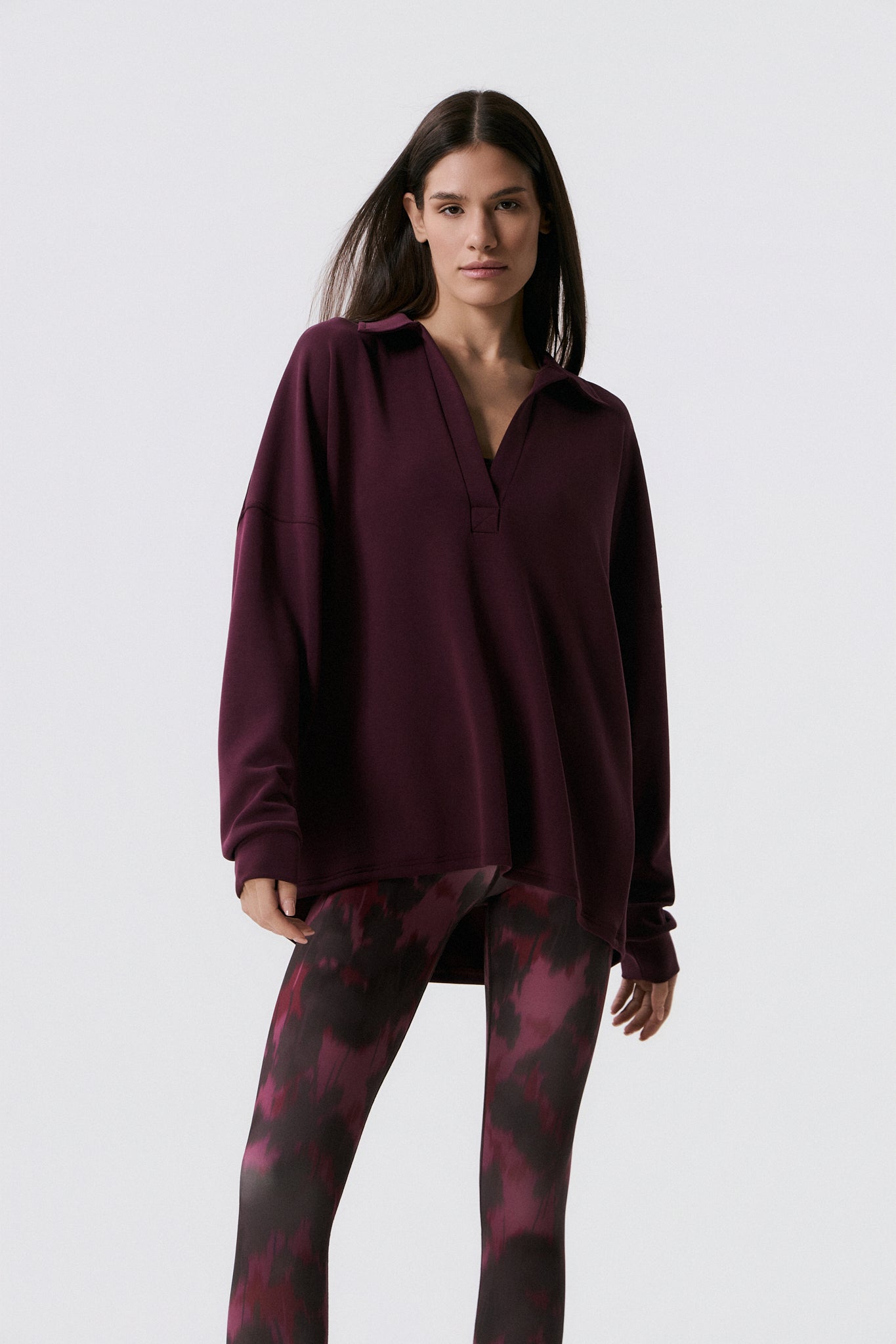 Scuba Cupro Touch polo hoodie | Burgundy