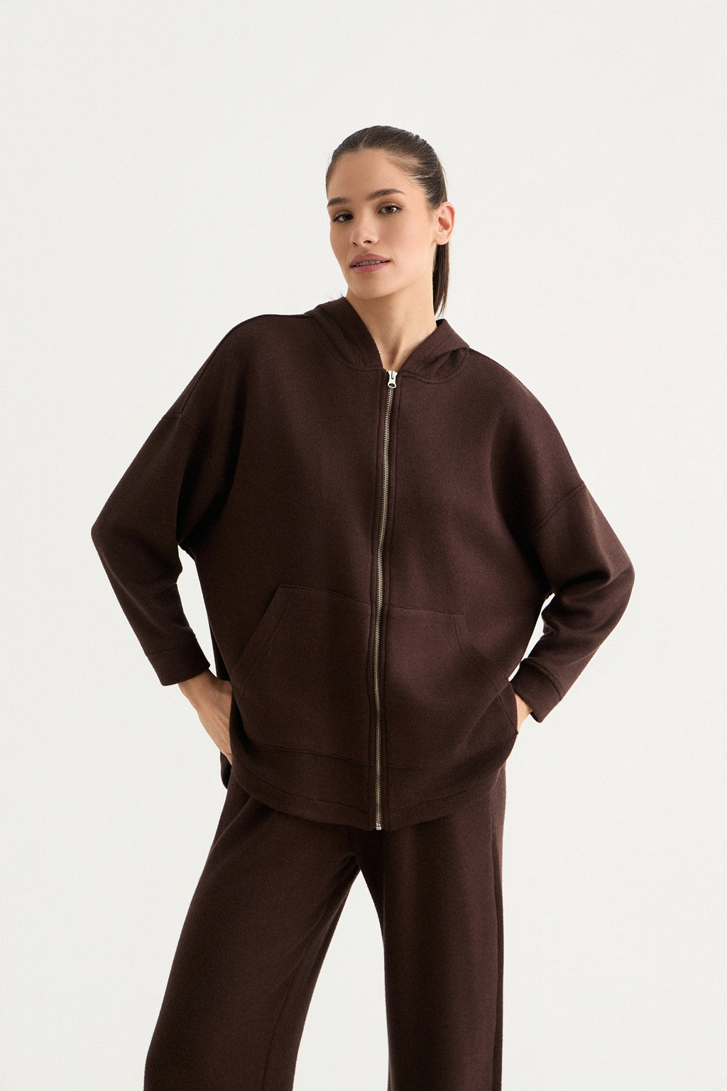 Comfort Knit Jacket Hoodie | Mocha