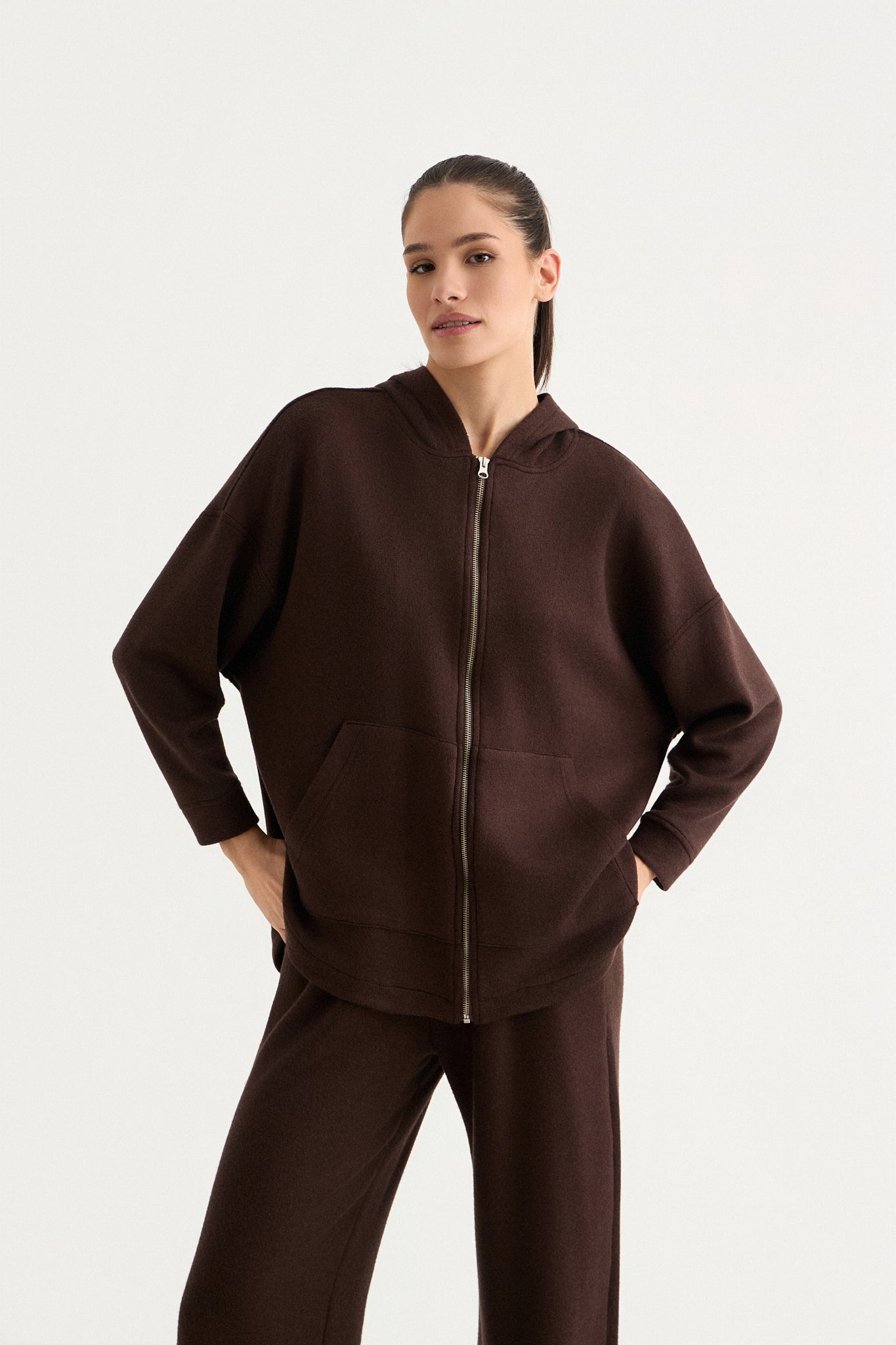 Comfort Knit Jacket Hoodie | Mocha