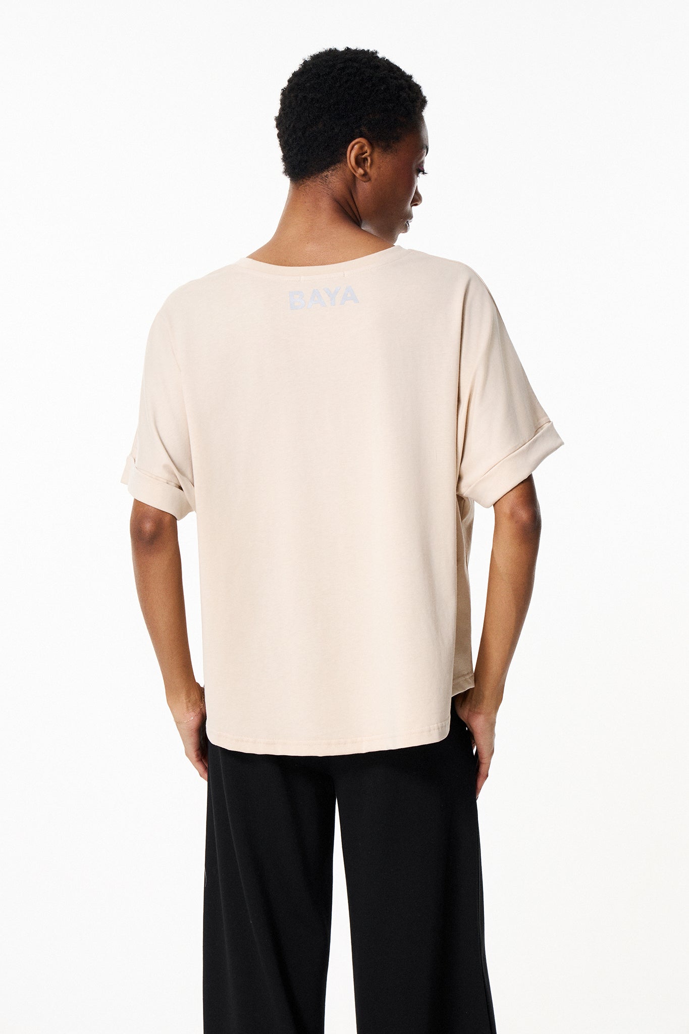 Αθλητική μπλούζα BASIC με logo στο πίσω μέρος | Light Beige