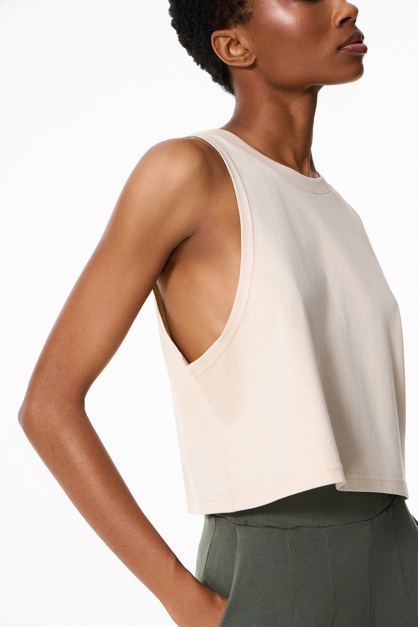 Αμάνικο cropped top | Beige