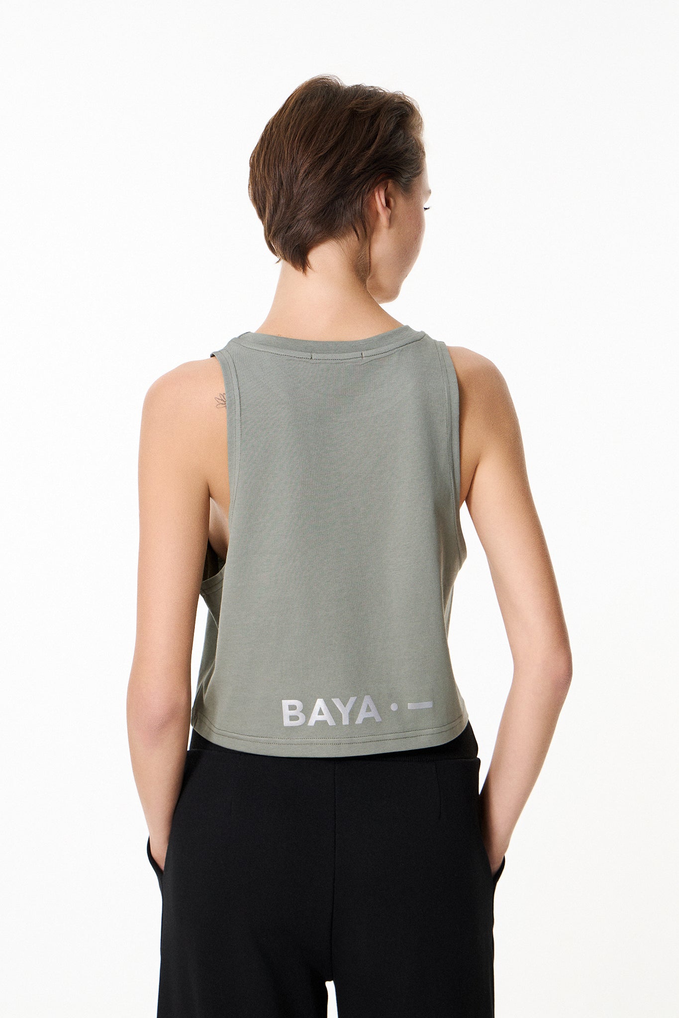 Αμάνικο cropped top | Χακί