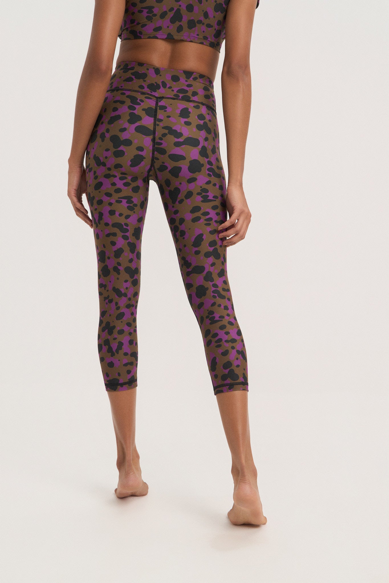 Aθλητικό crop κολάν με leopard spots print | Πολύχρωμο