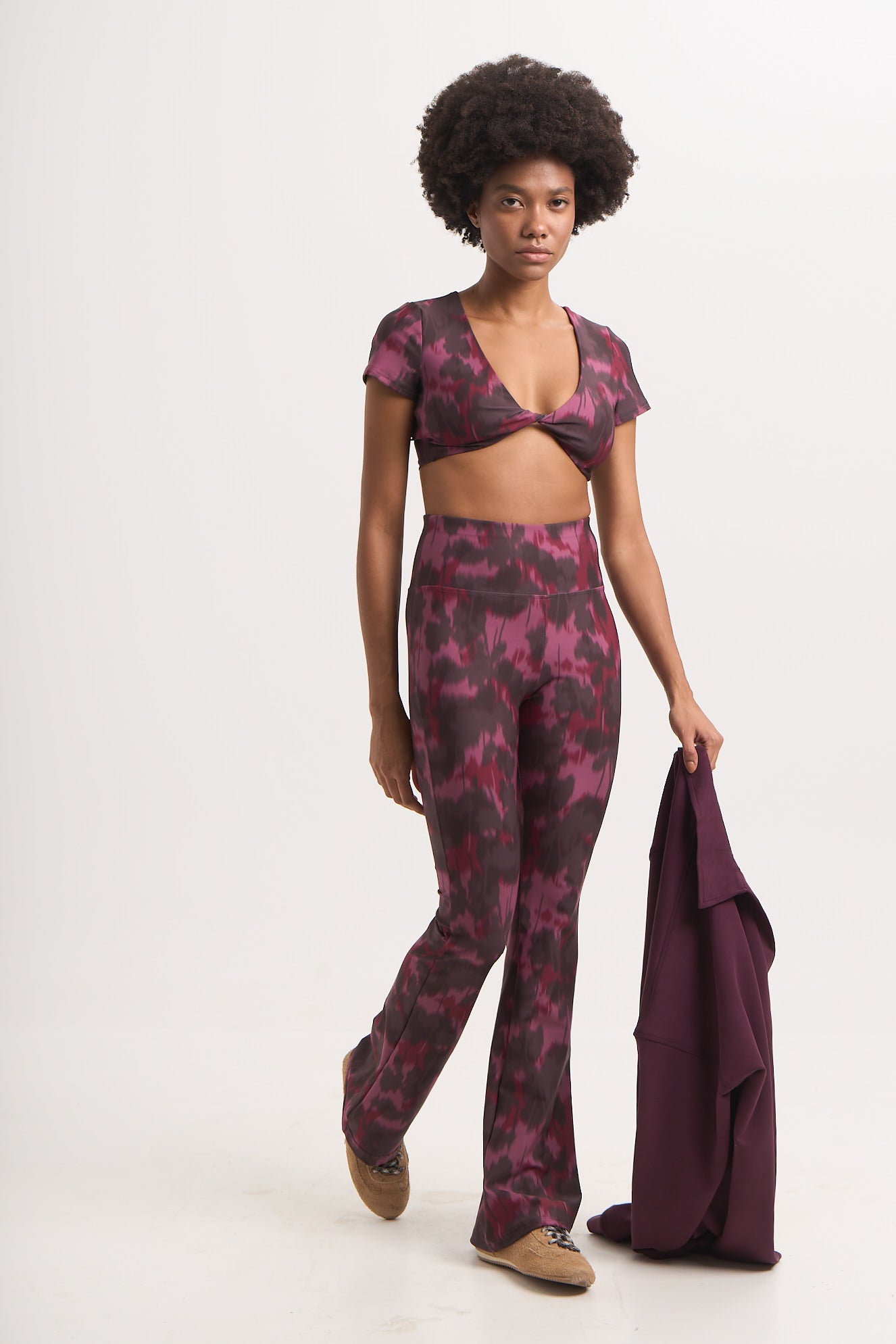 Aθλητικό κολάν με shadow floral print και τελείωμα καμπάνα | Πολύχρωμο