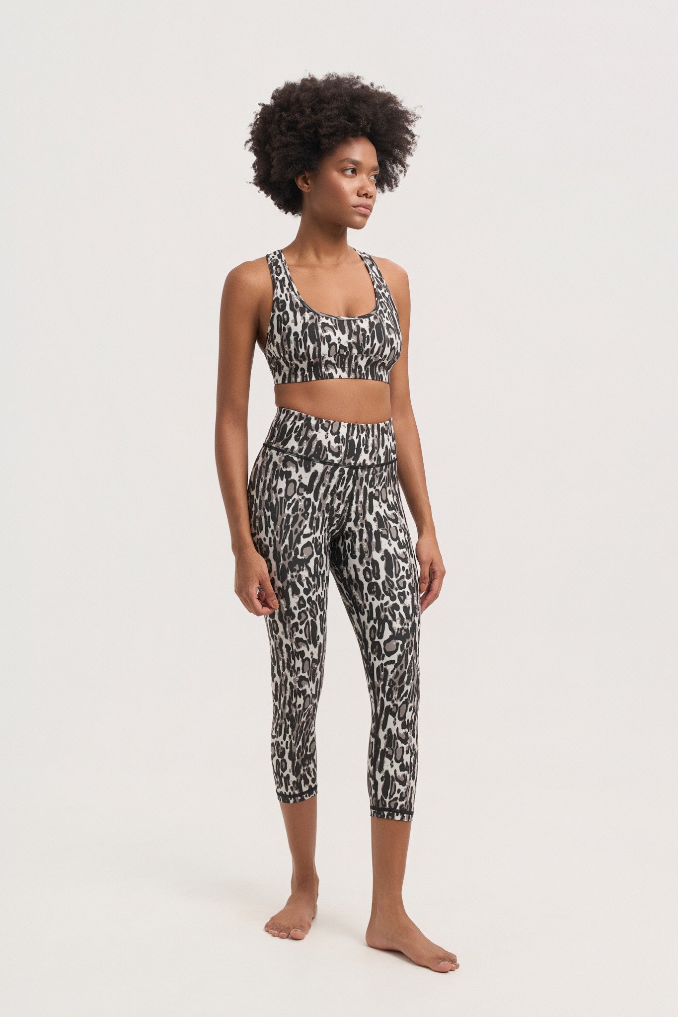 Aθλητικό crop κολάν με hybrid skin print | Πολύχρωμο