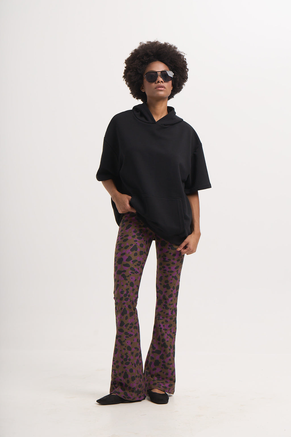 Aθλητικό κολάν με leopard spots print και τελείωμα καμπάνα | Πολύχρωμο