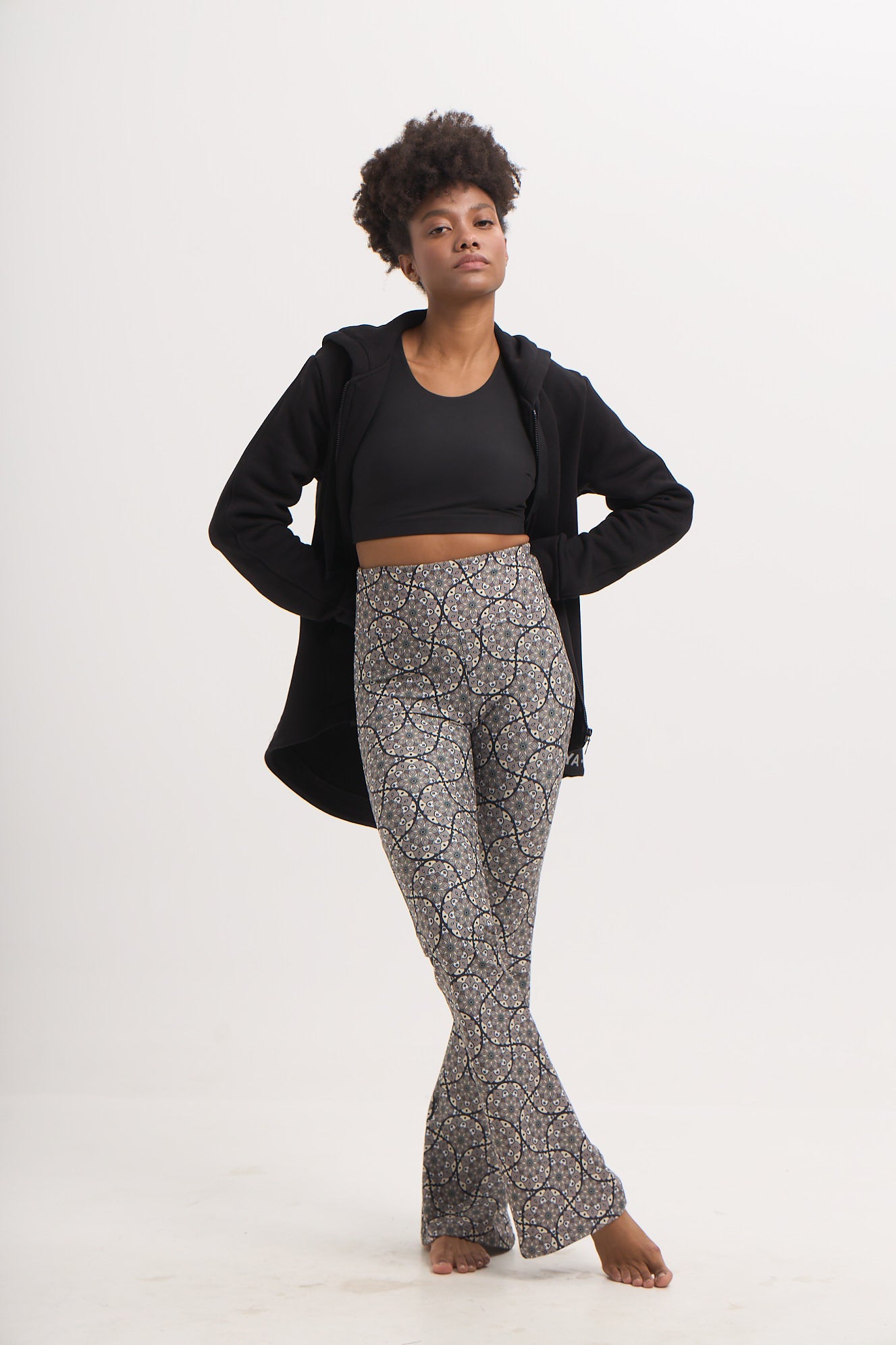 Aθλητικό κολάν με floral mosaic print και τελείωμα καμπάνα | Πολύχρωμο