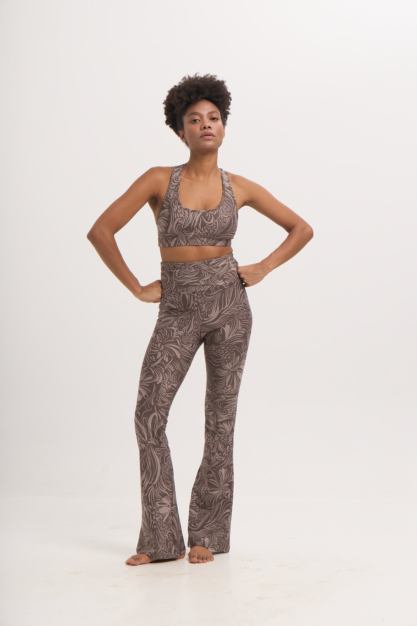 Aθλητικό κολάν με floral boho print και τελείωμα καμπάνα | Desert Dust