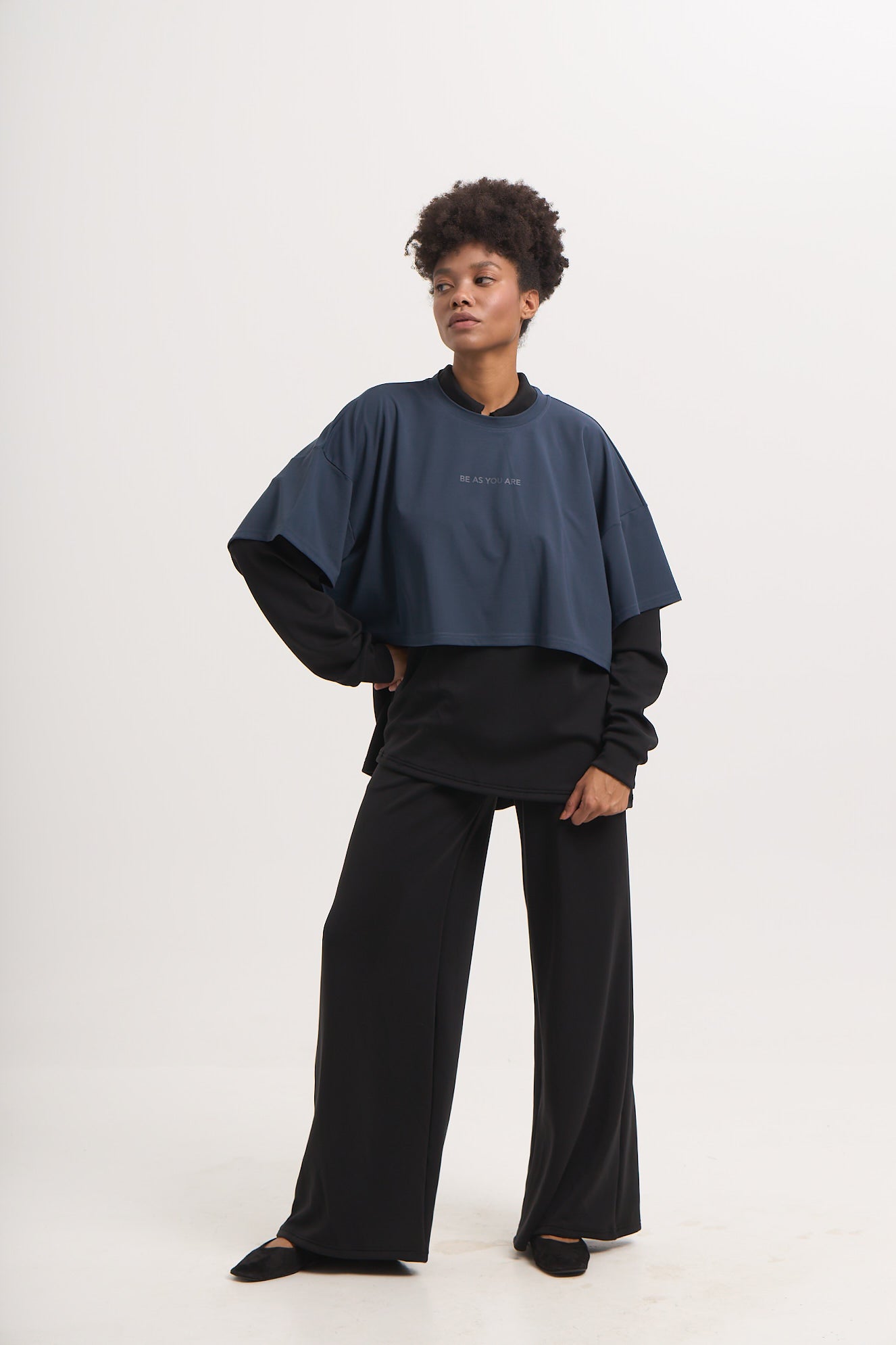 Αθλητικό Cropped top | Grey Blue