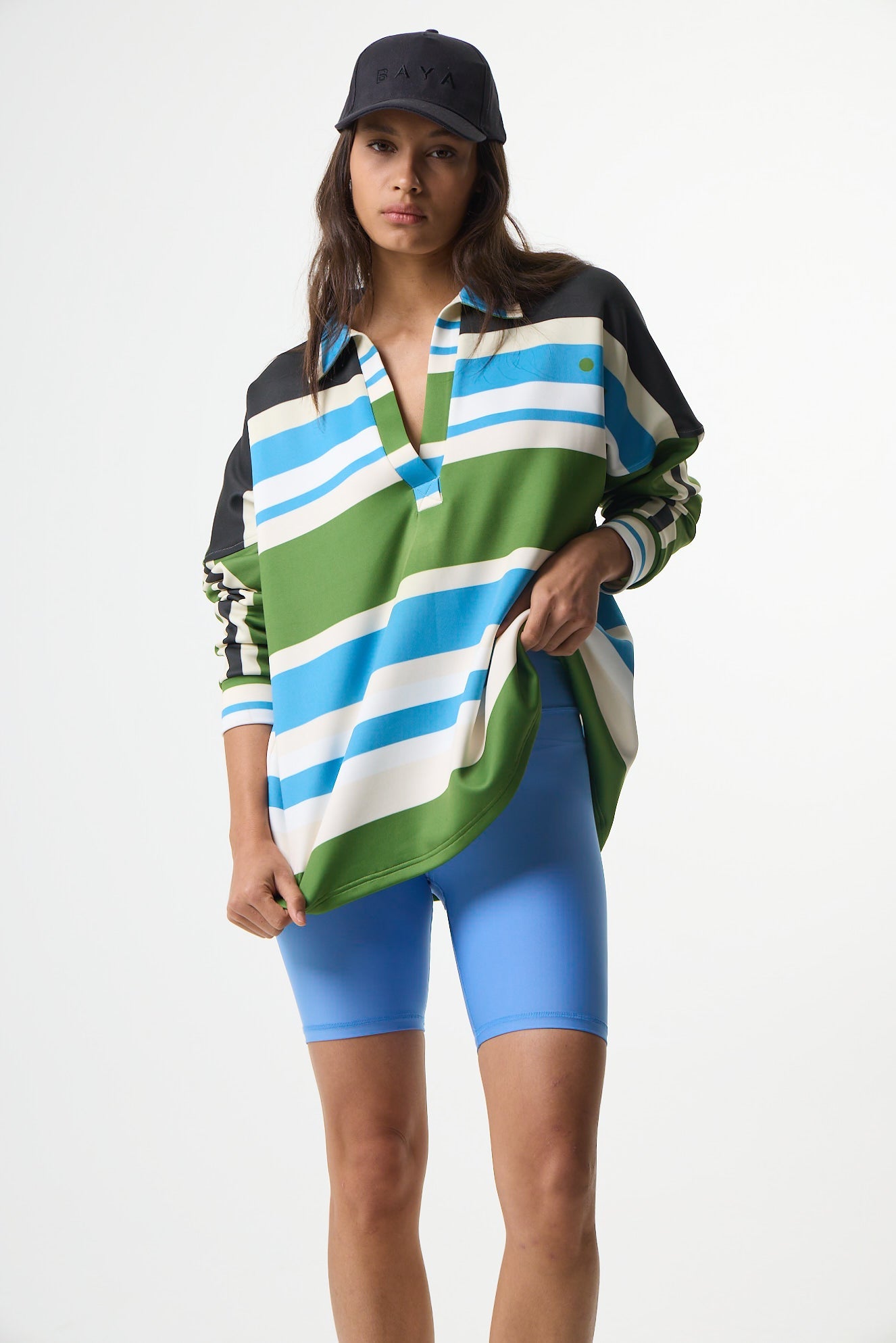 Scuba με polo γιακά και stripes | Πράσινο