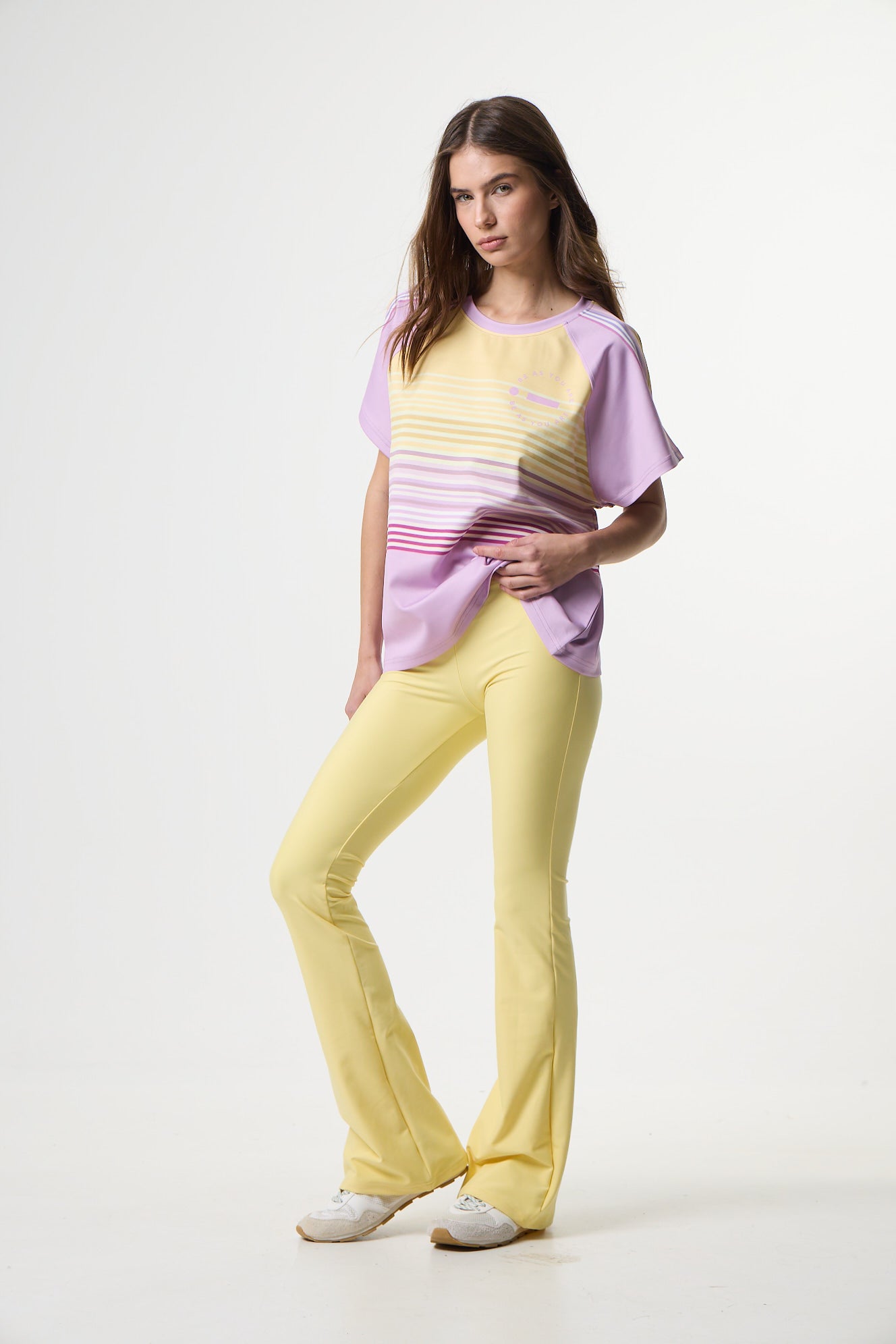 Αθλητικό T-Shirt με Ombre Stripes | Lilac