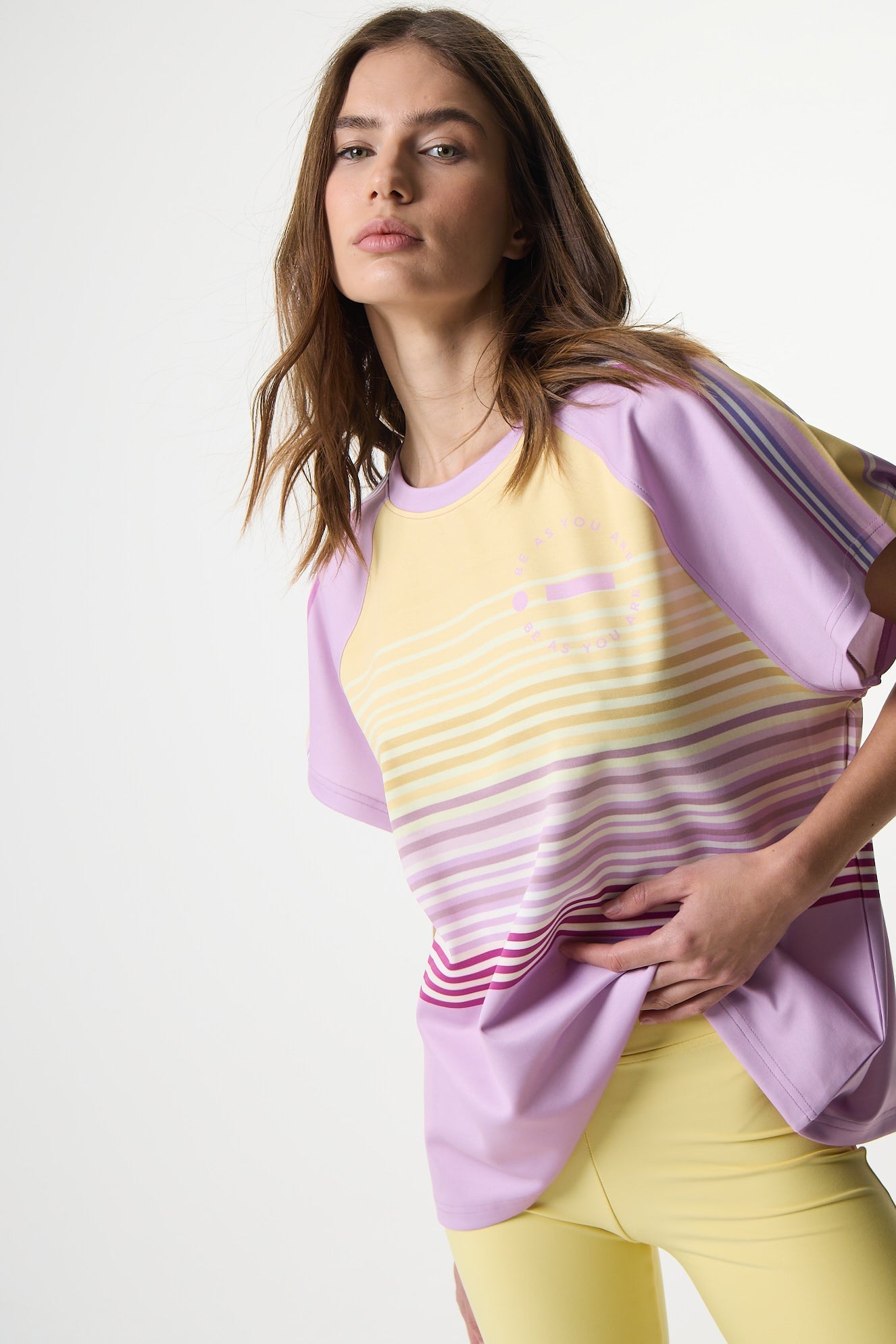Αθλητικό T-Shirt με Ombre Stripes | Lilac