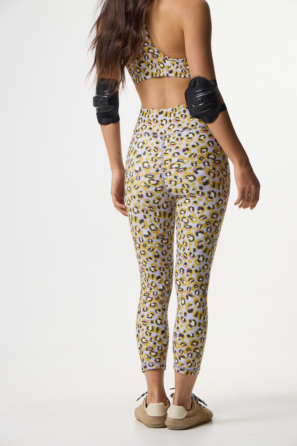 Aθλητικό crop κολάν με petal leopard print | Lilac