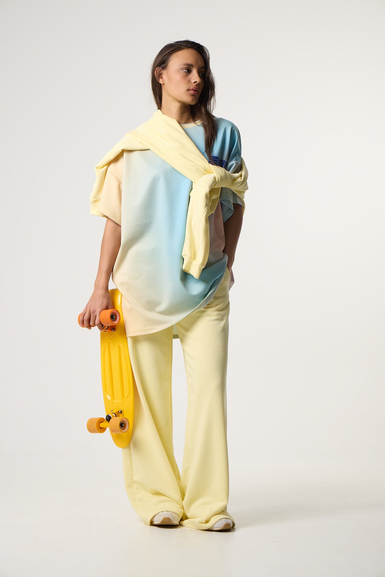 Αθλητικό Oversized Top με Gradient Print | Powder Blue