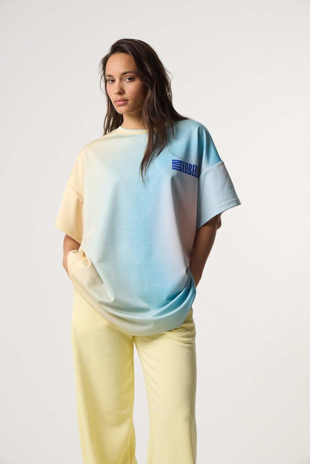 Αθλητικό Oversized Top με Gradient Print | Powder Blue