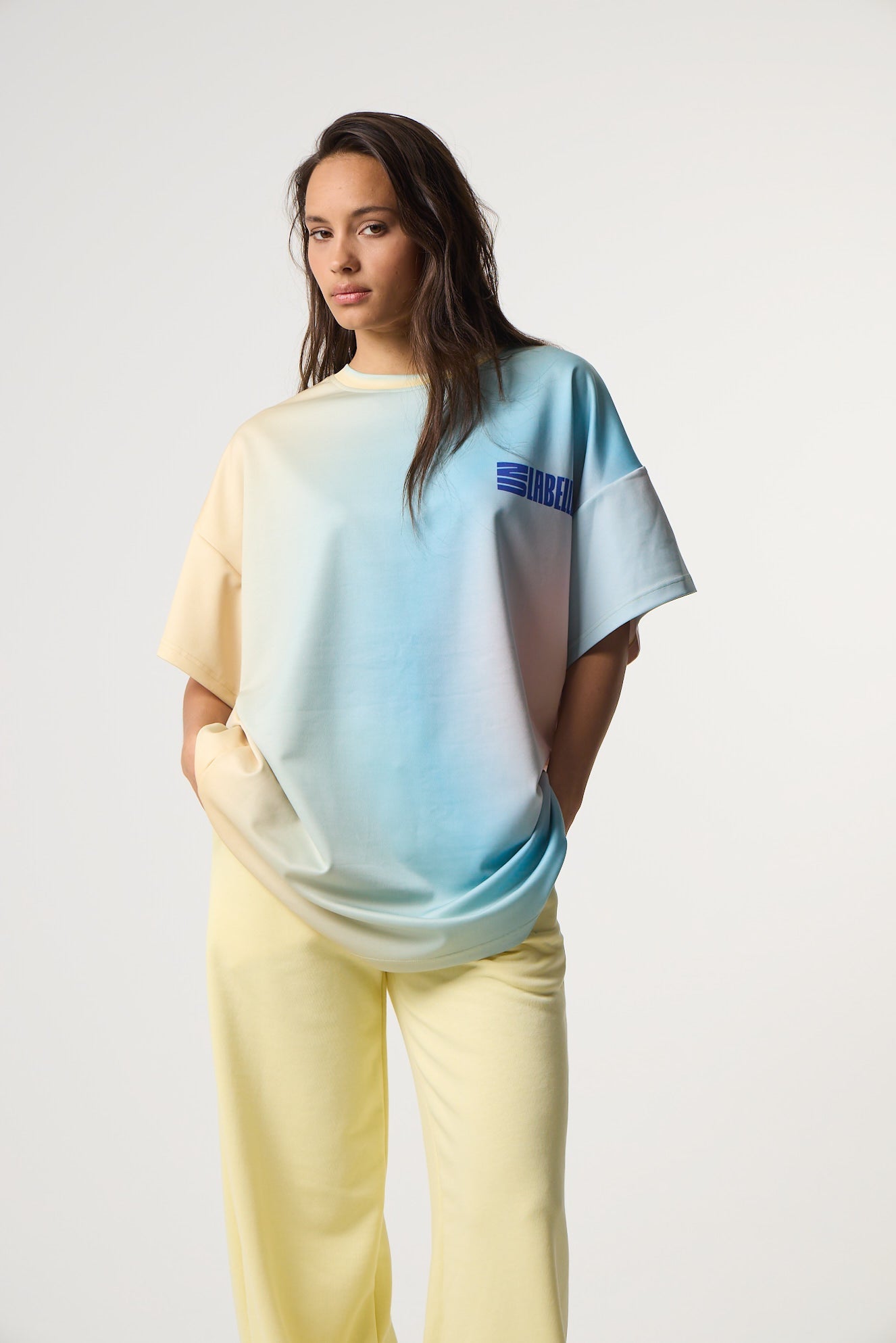 Αθλητικό Oversized Top με Gradient Print | Powder Blue
