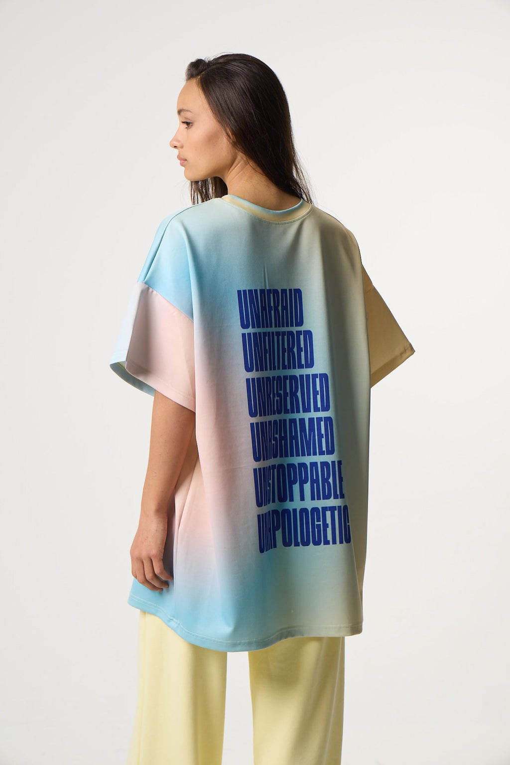Αθλητικό Oversized Top με Gradient Print | Powder Blue