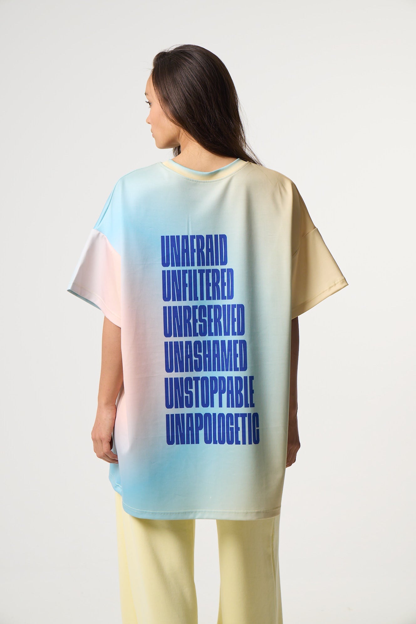 Αθλητικό Oversized Top με Gradient Print | Powder Blue