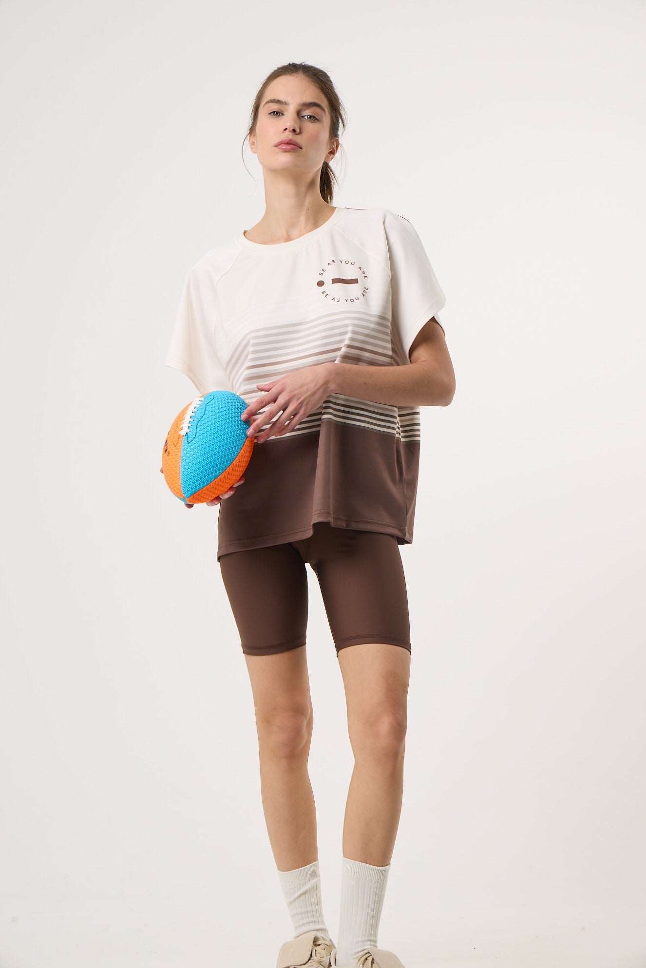 Αθλητικό T-Shirt με Ombre Stripes | Mocha