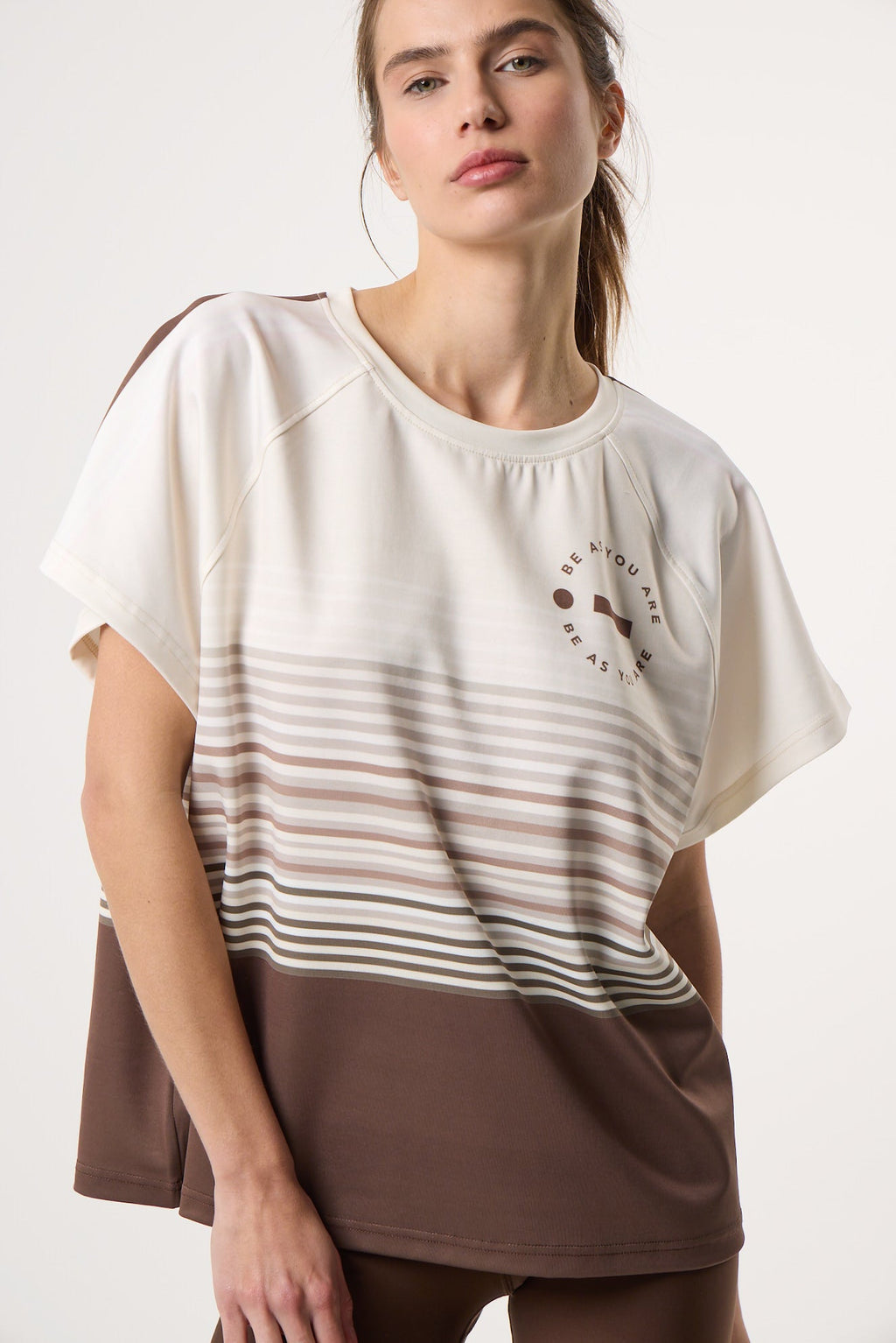 Αθλητικό T-Shirt με Ombre Stripes | Mocha