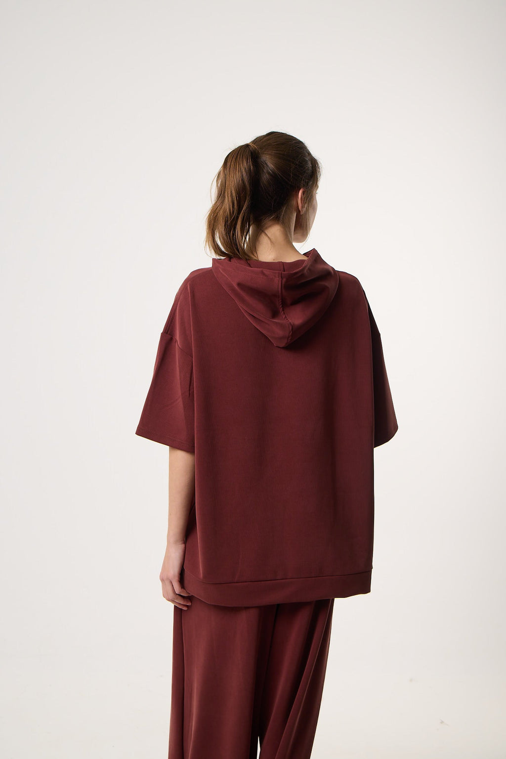 Casual Flow Sweatshirt με Κουκούλα | Wine